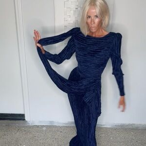 Plisse Couture Asymmetrical Gown